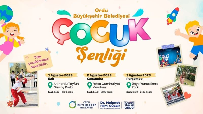 Altınordu, Fatsa ve Ünye’de Çocuk Şenliği Düzenlenecek