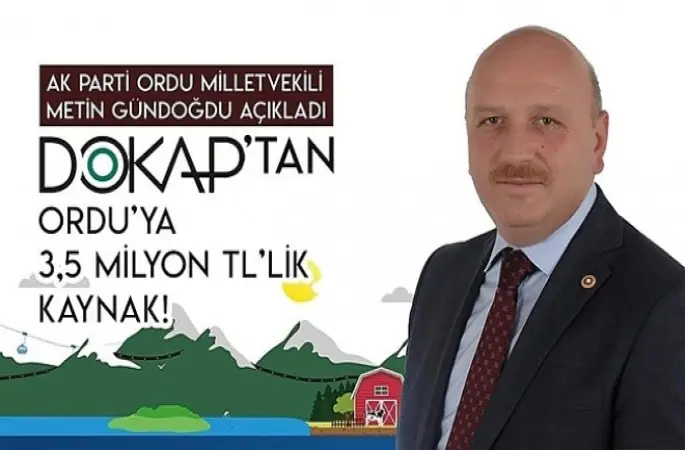 Ordu'ya 3.5 Milyon Destek