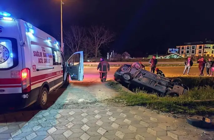 Dolunay Mahallesi’nde Araç Takla Attı
