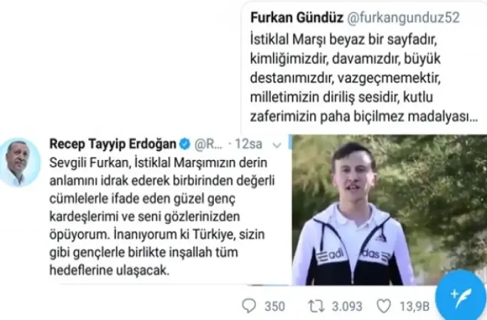 CUMHURBAŞKANI ERDOĞAN, ORDULU ÖĞRENCİYİ TEBRİK ETTİ