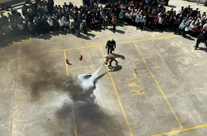 Korgan’da Okullarda Yangın Tatbikatı Gerçekleştirildi